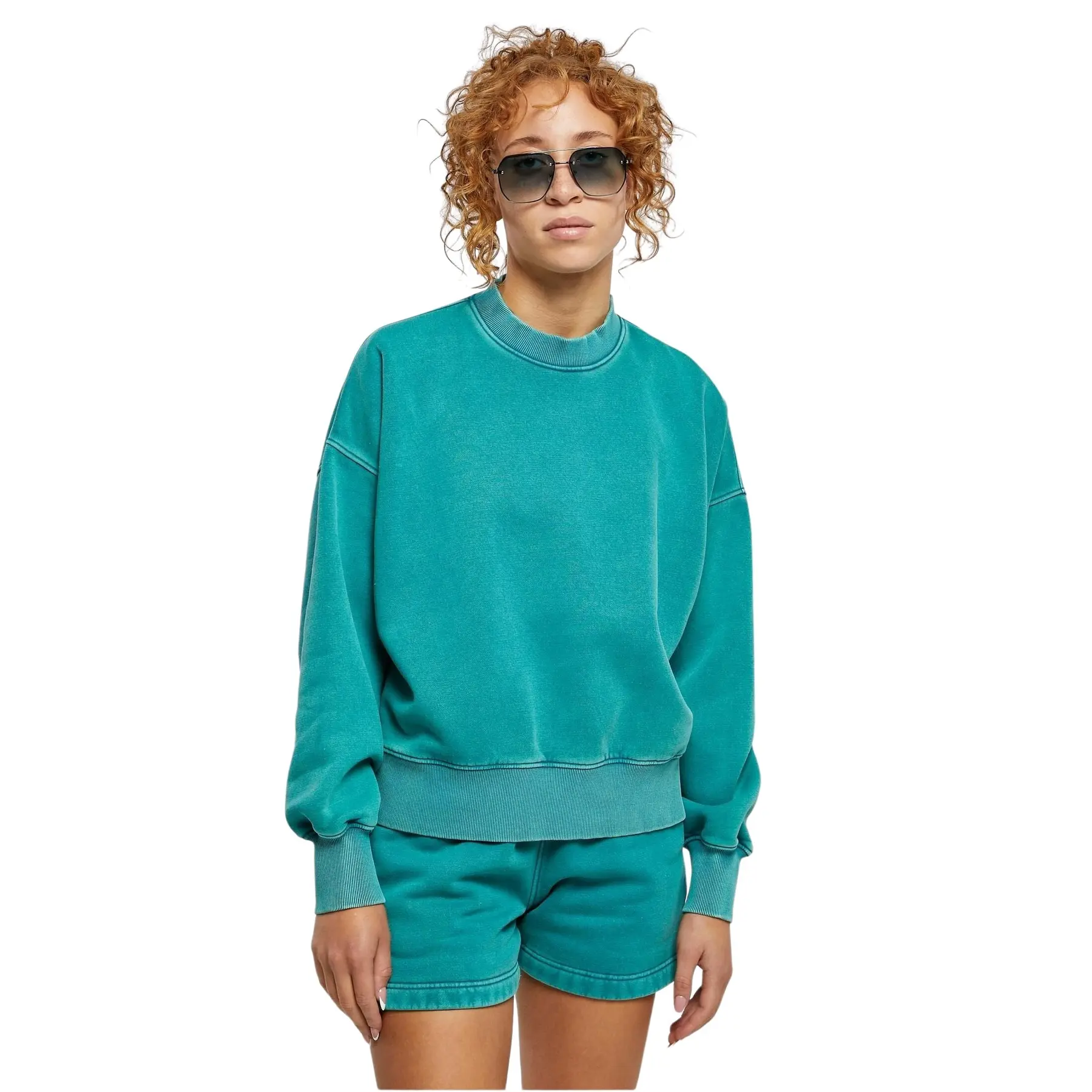 4065812505323 - - Oversize-Sweatshirt in Grün mit Rundhalsausschnitt Kombiteil