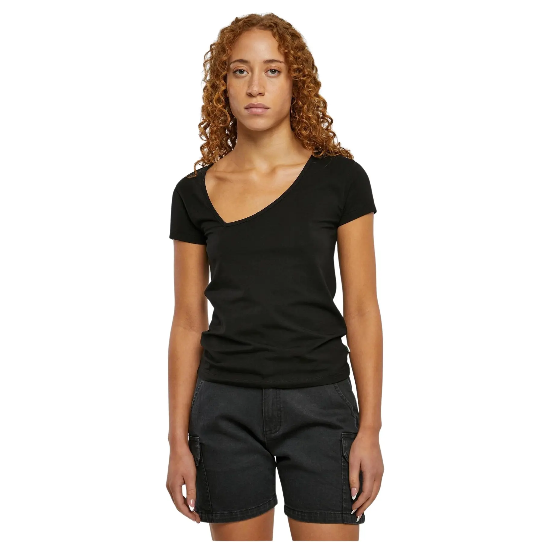 Urban Classics Maglietta Da Donna Organica Asymmetric Neckline T-Shirt, Nero, Xs-image