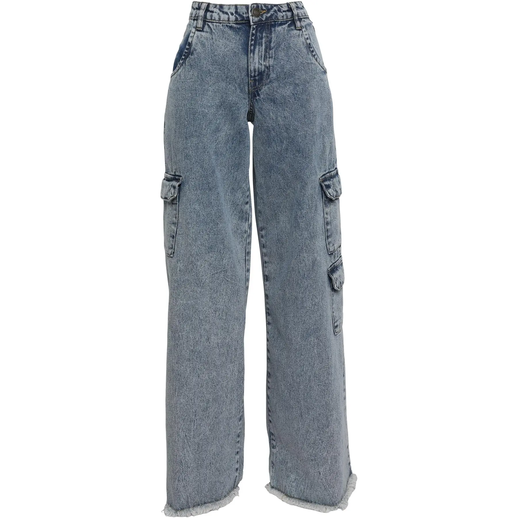 Pantaloni cargo da donna in denim  Mid Waist