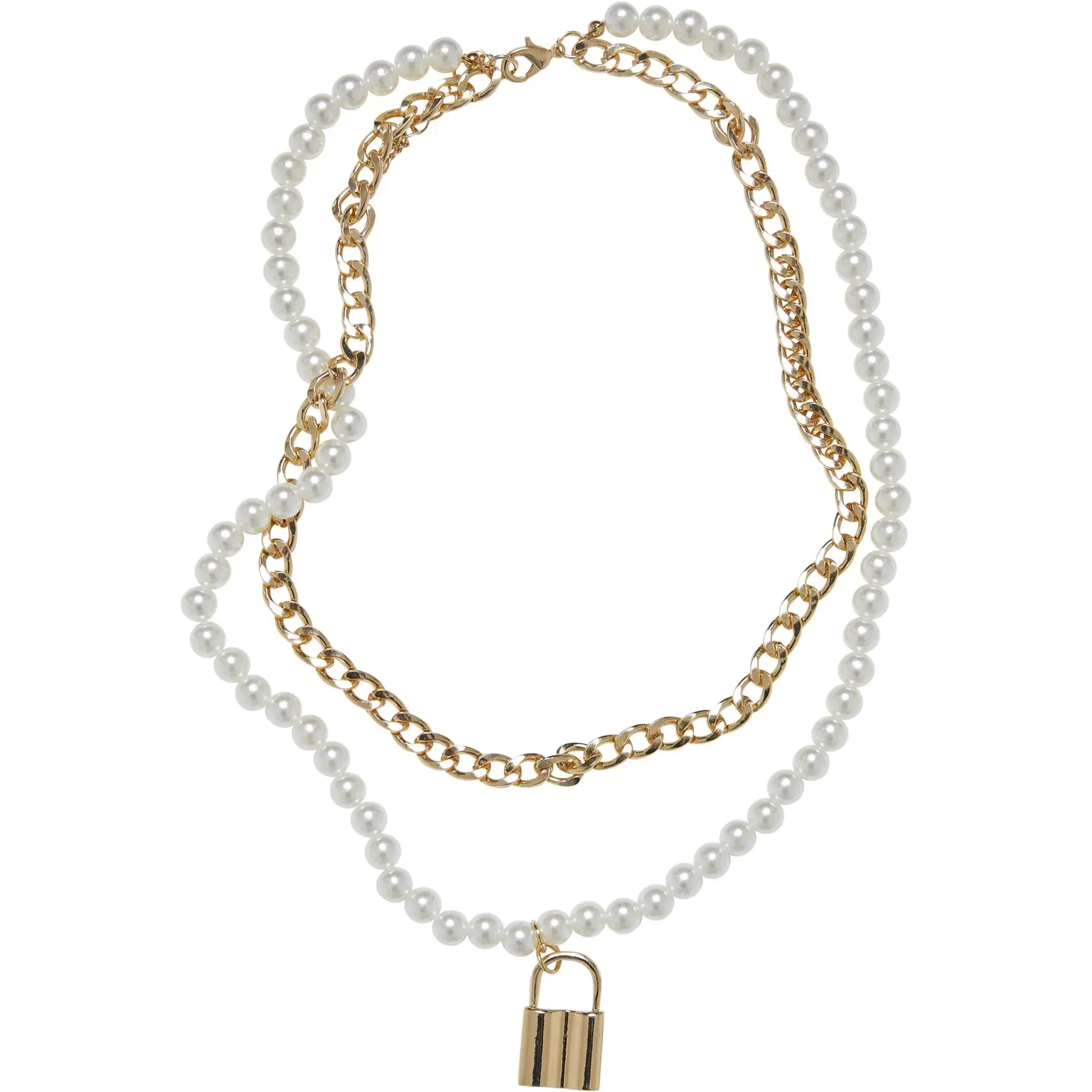 4065812435552 - Padlock Pearl Layering Necklace Halskette goldfarben