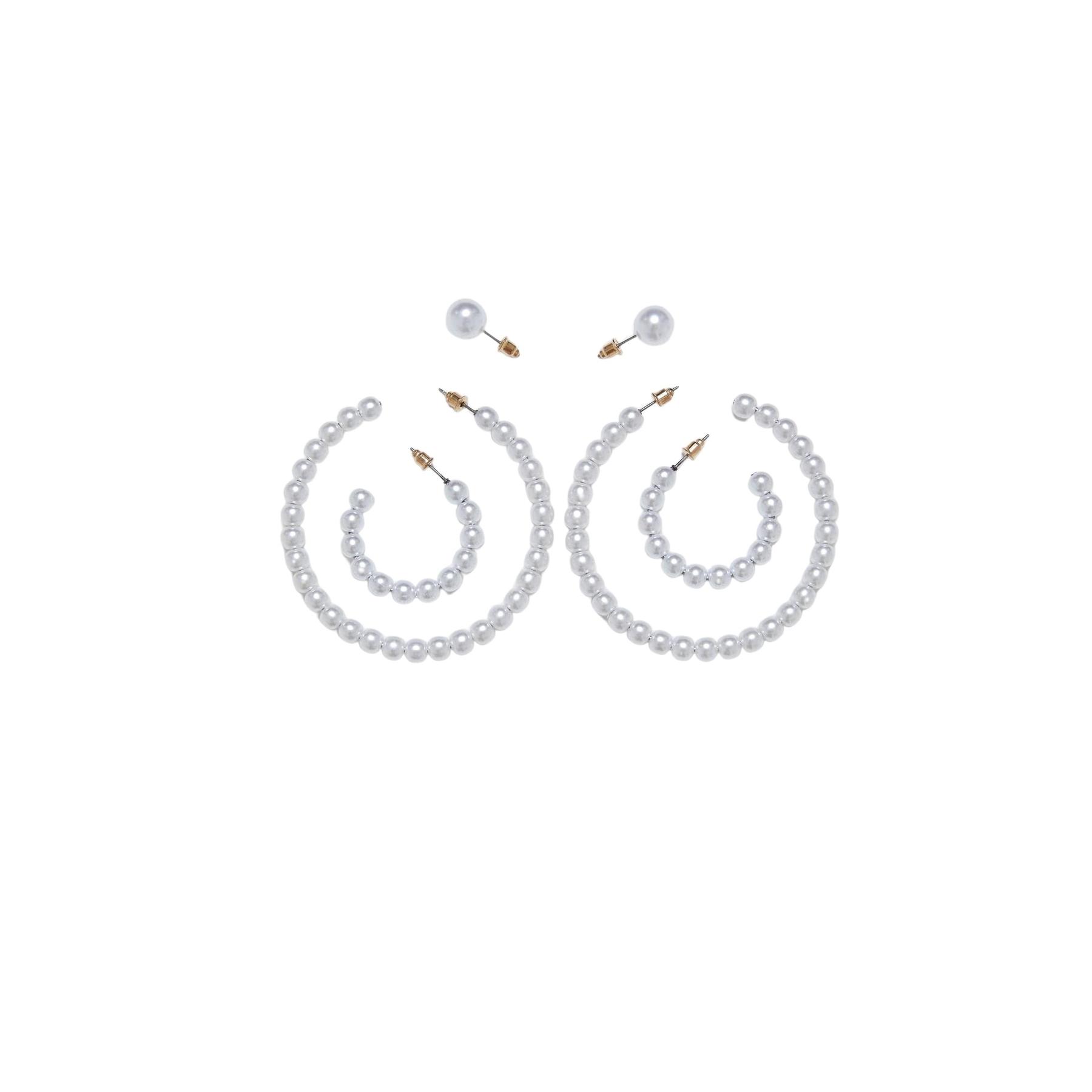4065812435583 - Pearl Hoop Earring 3-Pack Ohrring weiß goldfarben 4065812435583 - Pearl Hoop Earring 3-Pack Ohrring weiß goldfarben