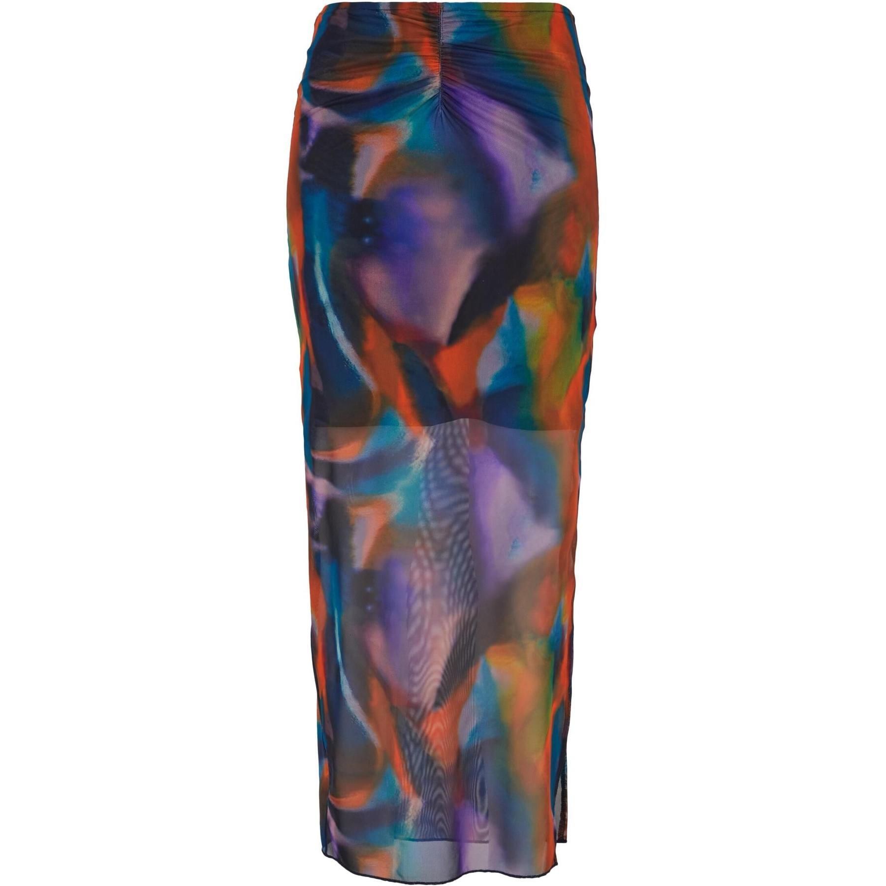 4065812649195 - Ladies AOP Mesh Tube Skirt Langer Rock multicolor in L