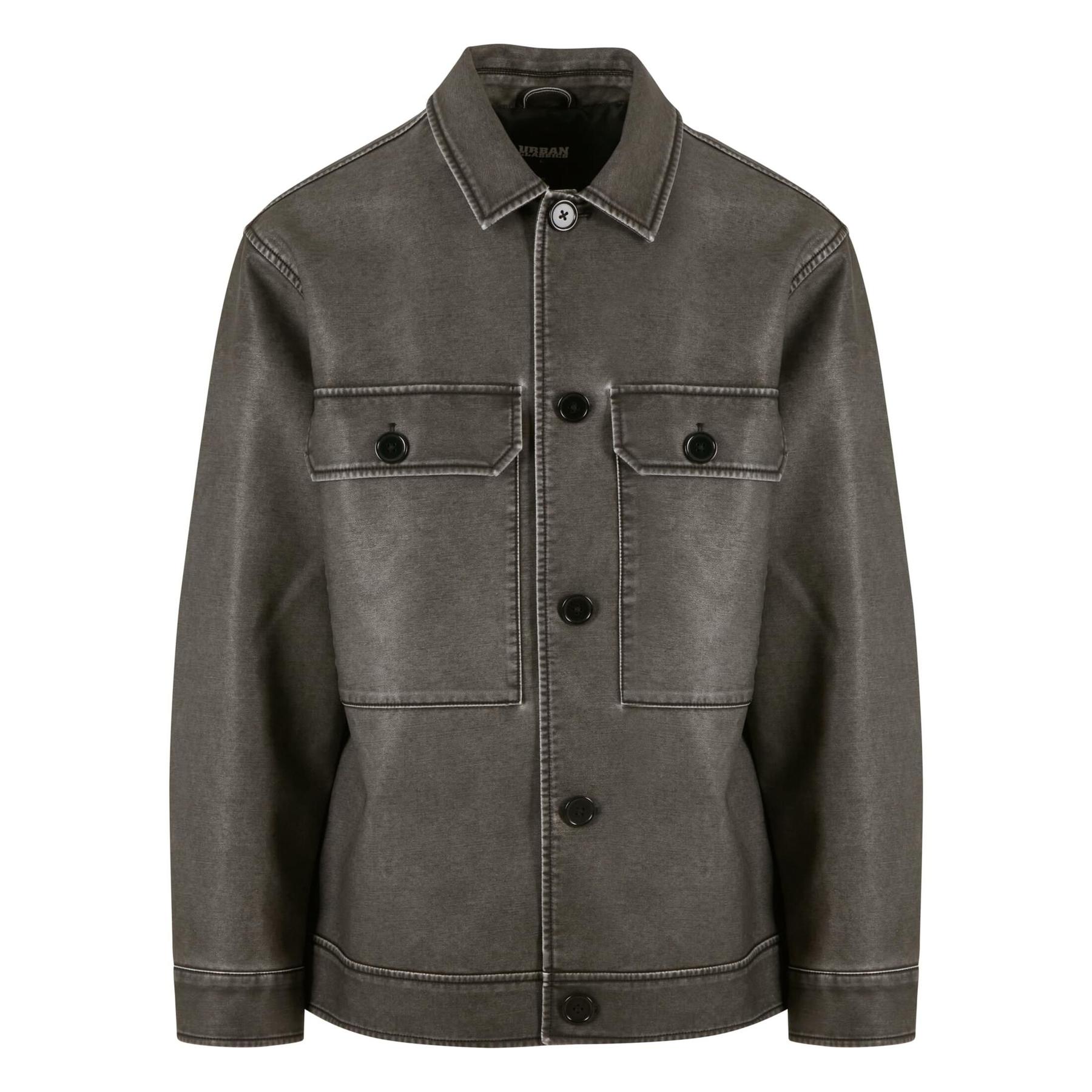 4065812726223 - Synthetic Vintage Leather Shirt Jacket Kunstlederjacke schwarz in XXL