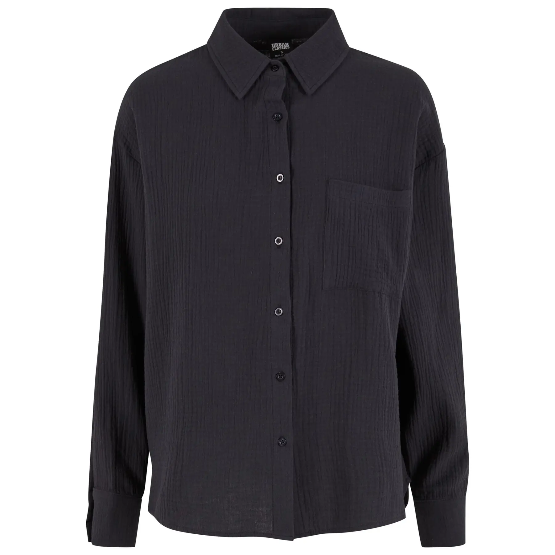 4065812788702 - Ladies Oversized Musselin Blouse Langarmhemd schwarz in S