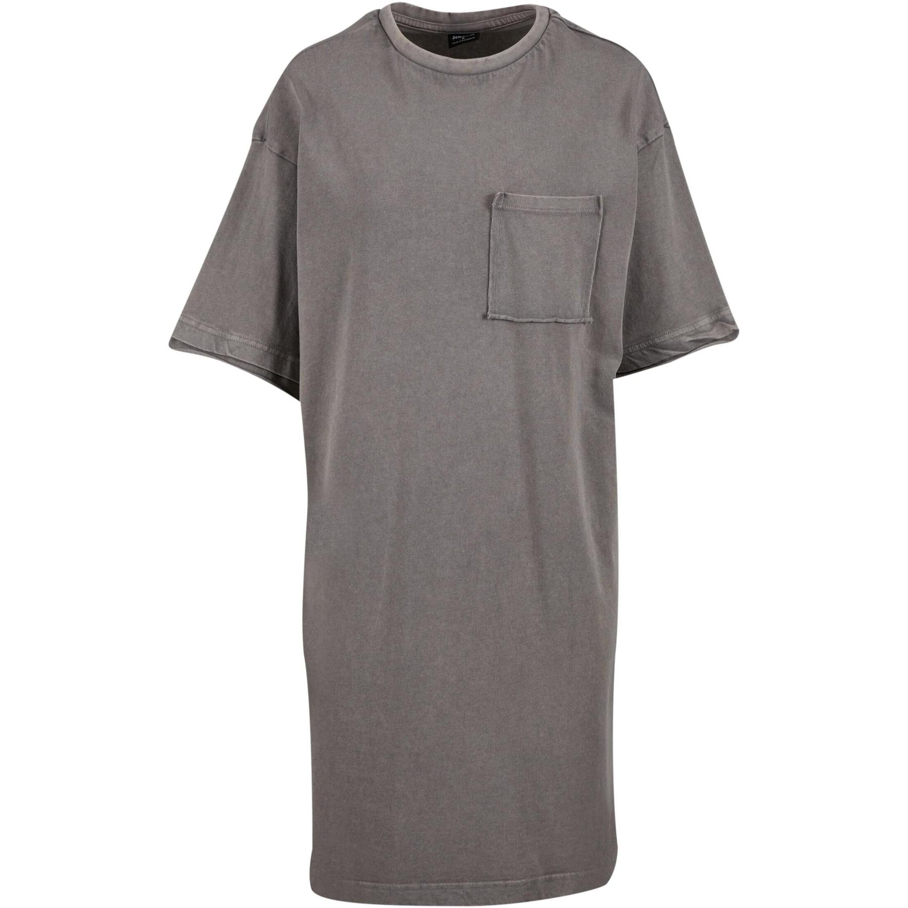 4065812790828 - Ladies Washed Jersey T-Shirt Dress Mittellanges Kleid grau in XS