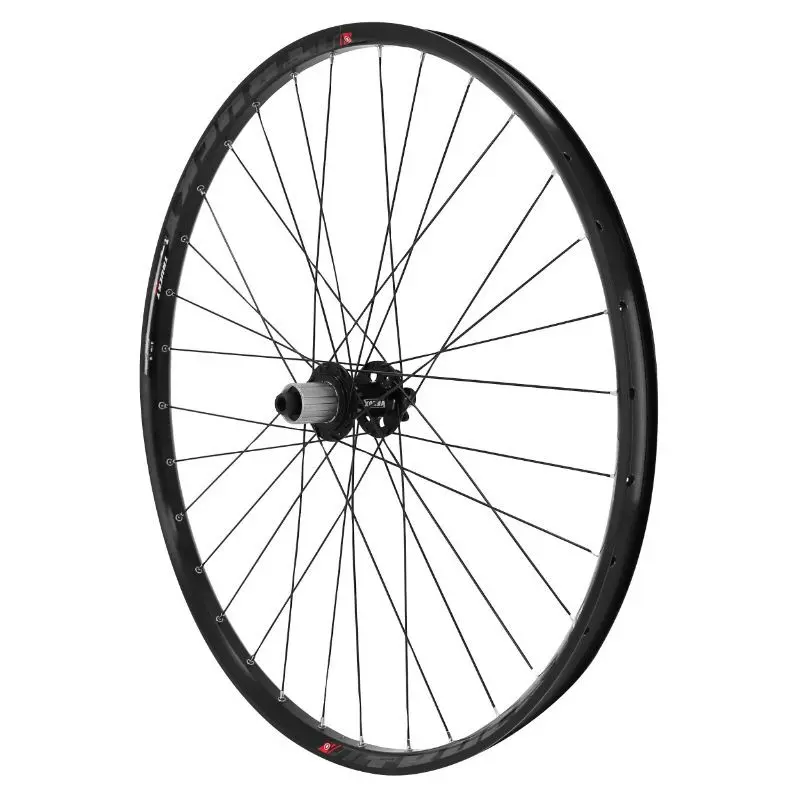 Ruota posteriore per mountain bike con cuscinetto a disco a 6 fori (compatibile con tubeless e tubetype) per perno passante 12-142 per pneumatico 29 x 2.00-2.50 - cerchio interno 30 mm Velox Trucky 30 Disc 11-10V.