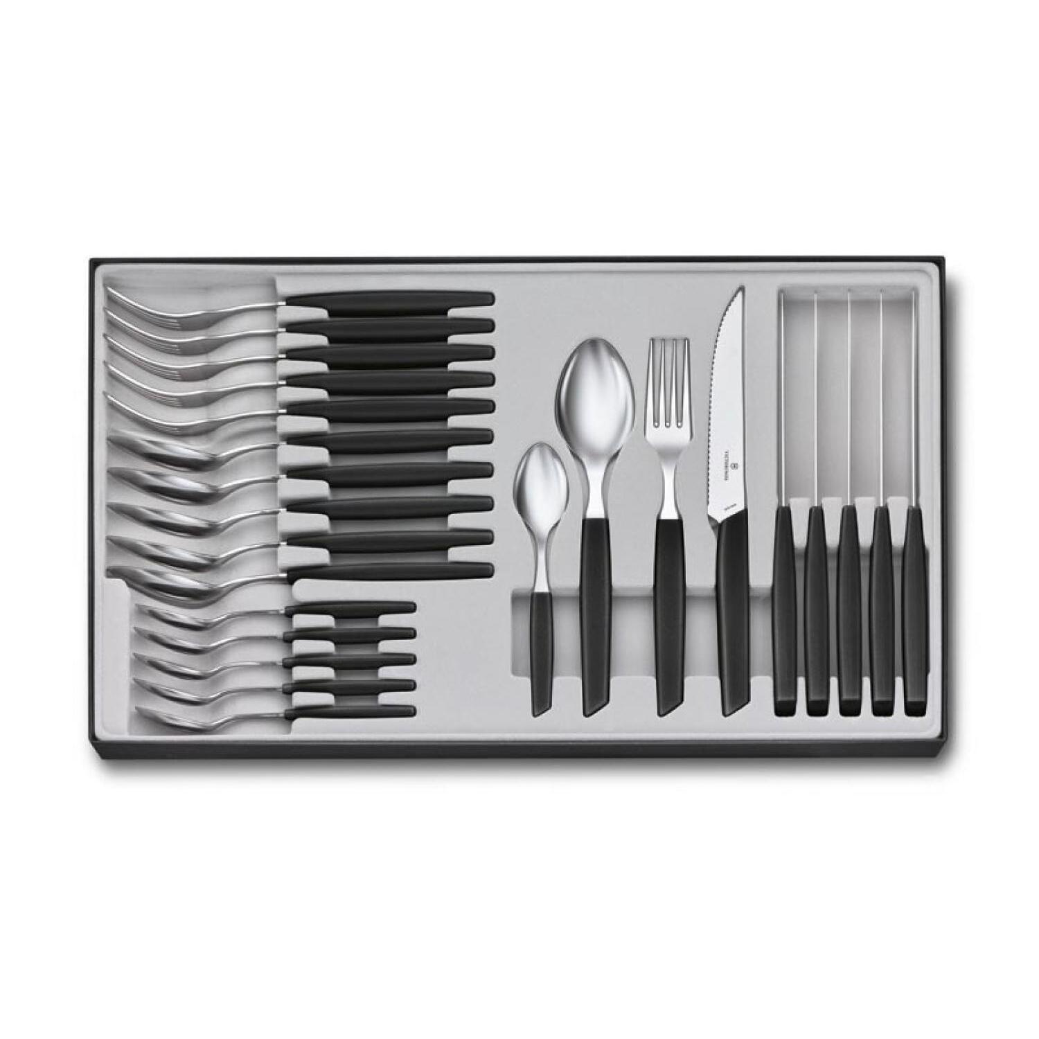 7613329116036 - Besteck-Set Swiss Modern 24-teilig Schwarz Besteck Schwarz