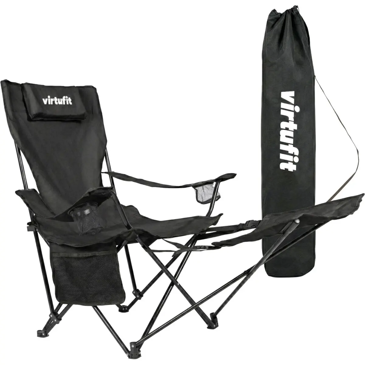 Virtufit Unisex Noir Folding Chair With Footrest