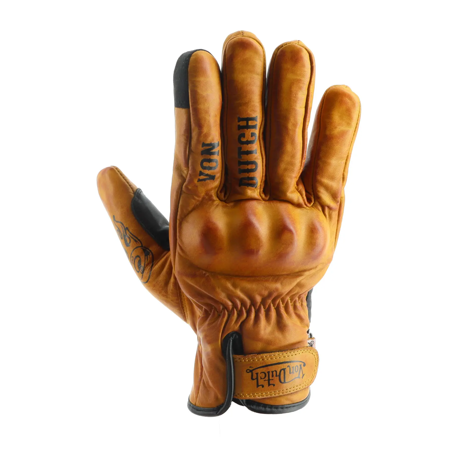 Motorradhandschuhe für Damen, Übergangszeit, Leder Von Dutch Flash