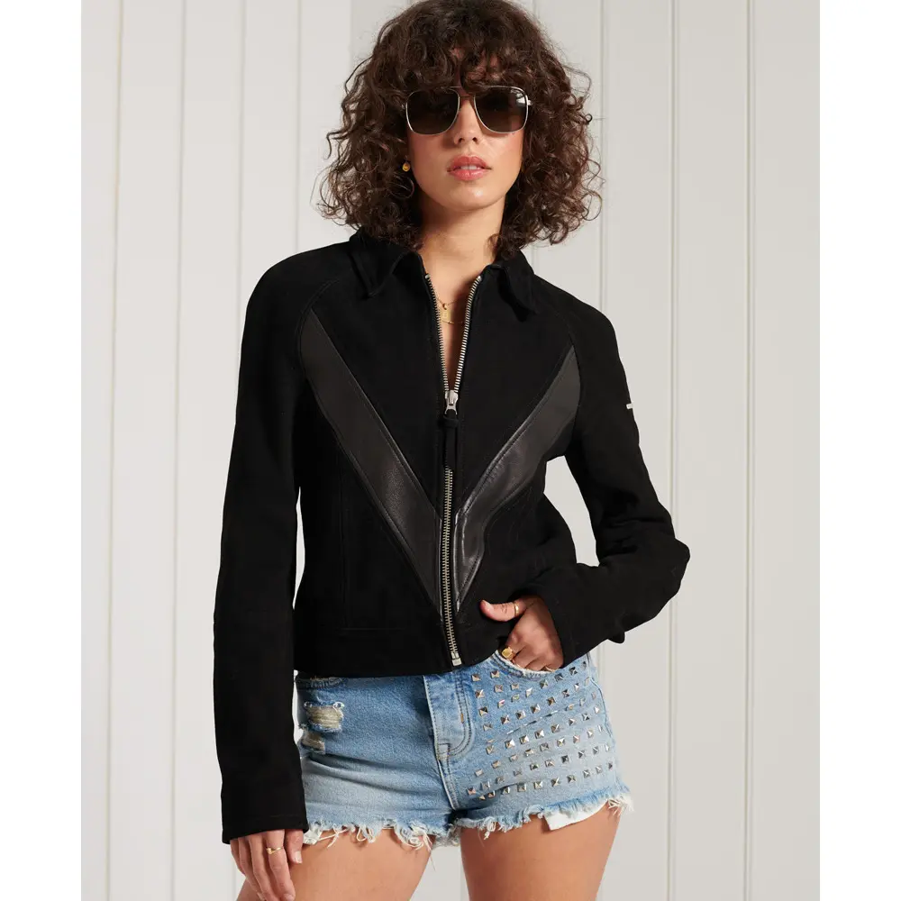 5059046787432 - Damen Gig Lederjacke Schwarz - Größe 42