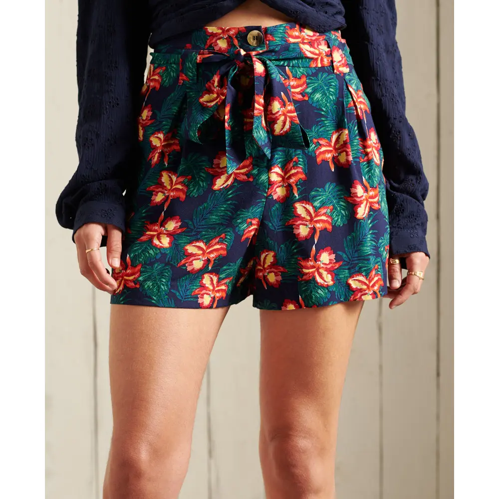 Pantaloncini da donna in sacchetto di carta stampata