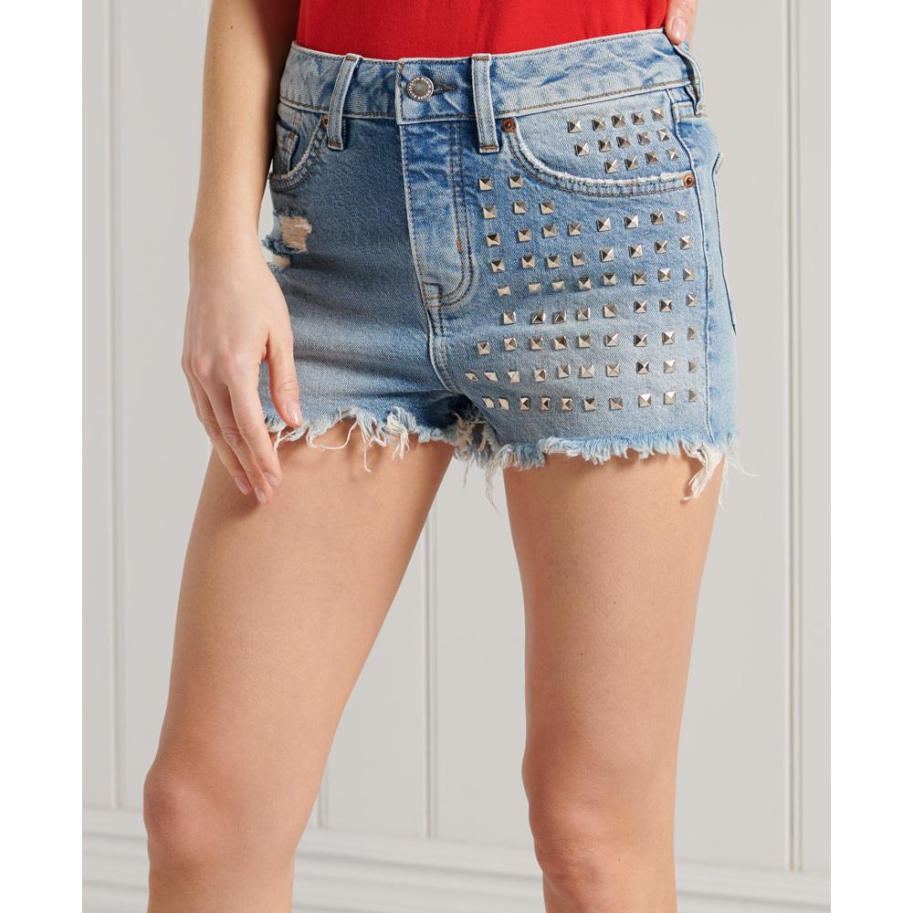 5059046806836 - Damen Skinny Hot Shorts Hellblau - Größe 28