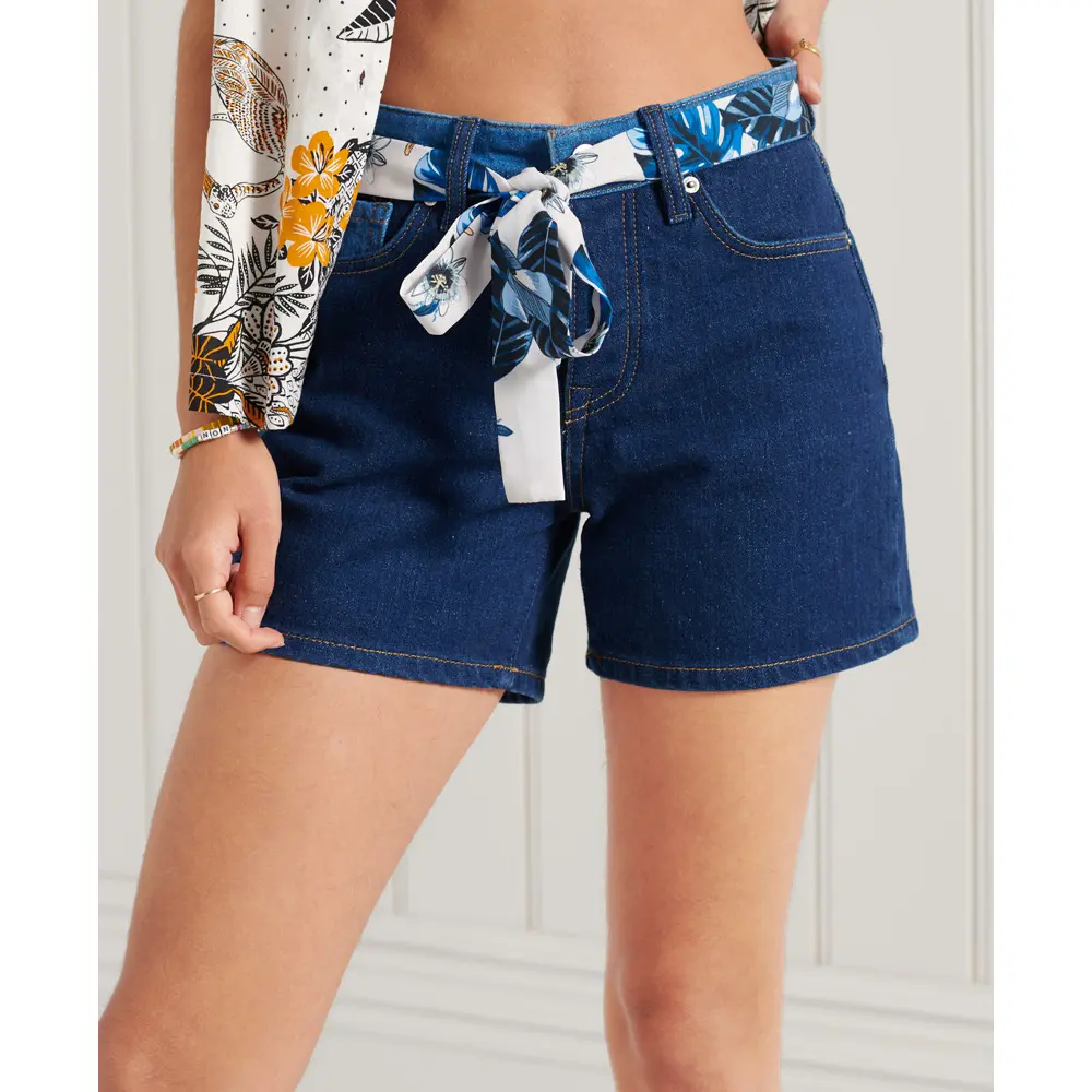 5059046807581 - Womens Schmale Shorts mit Mittlerer Leibhöhe Blau - Größe 36