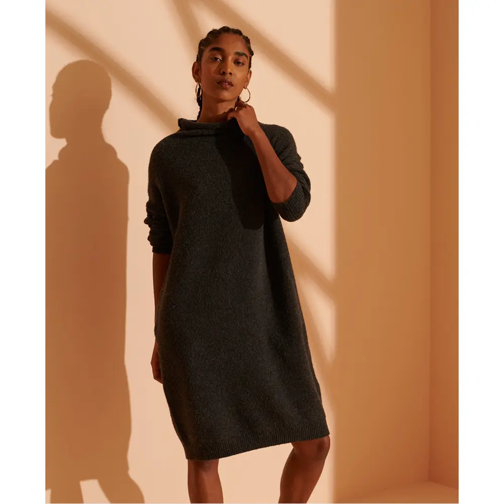 5059046250035 - Womens Isabella Kleid mit Trichterkragen Dunkelgrau - Größe 38