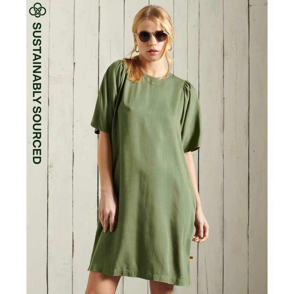 5059046810925 - Womens T-Shirt-Kleid aus Tencel Grün - Größe 38