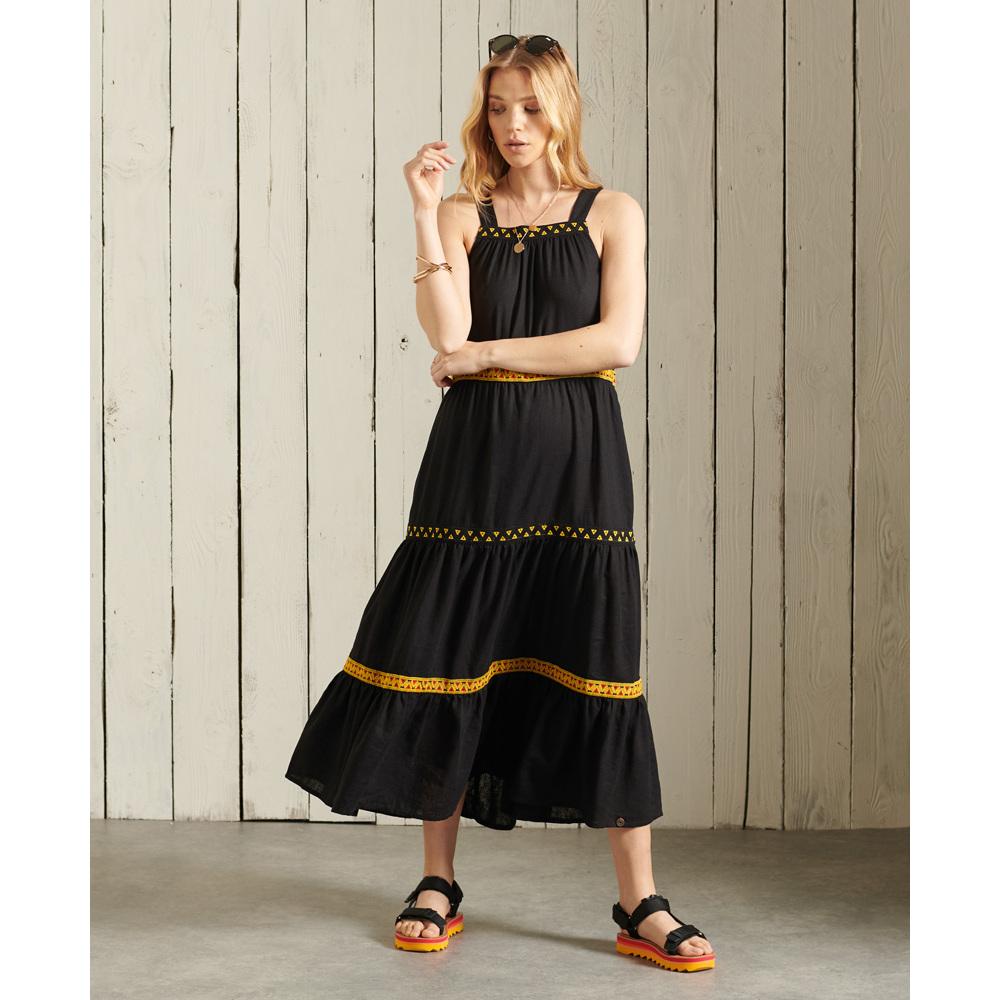 5059046956470 - Womens Ärmelloses Kleid mit Stickerei Schwarz - Größe 36