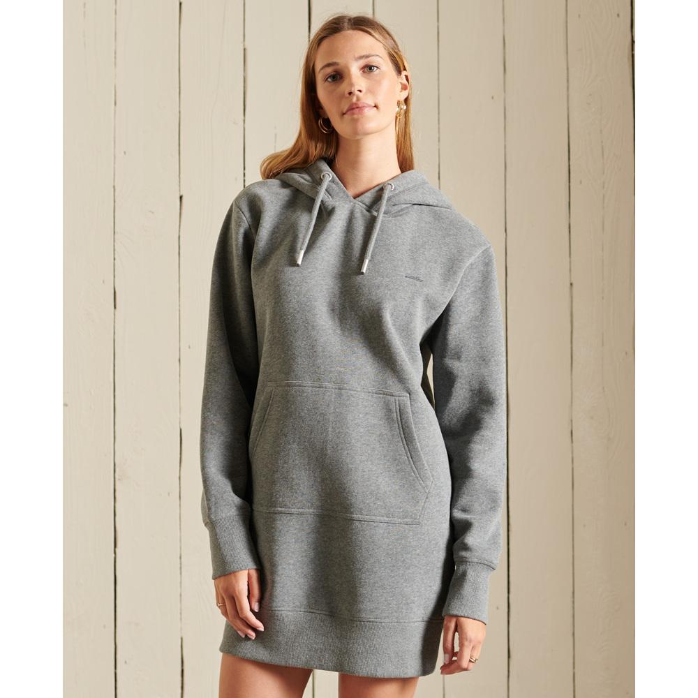 5057847524683 - Womens Vintage Hoodie Kleid mit Stickerei und Logo Grau - Größe 36