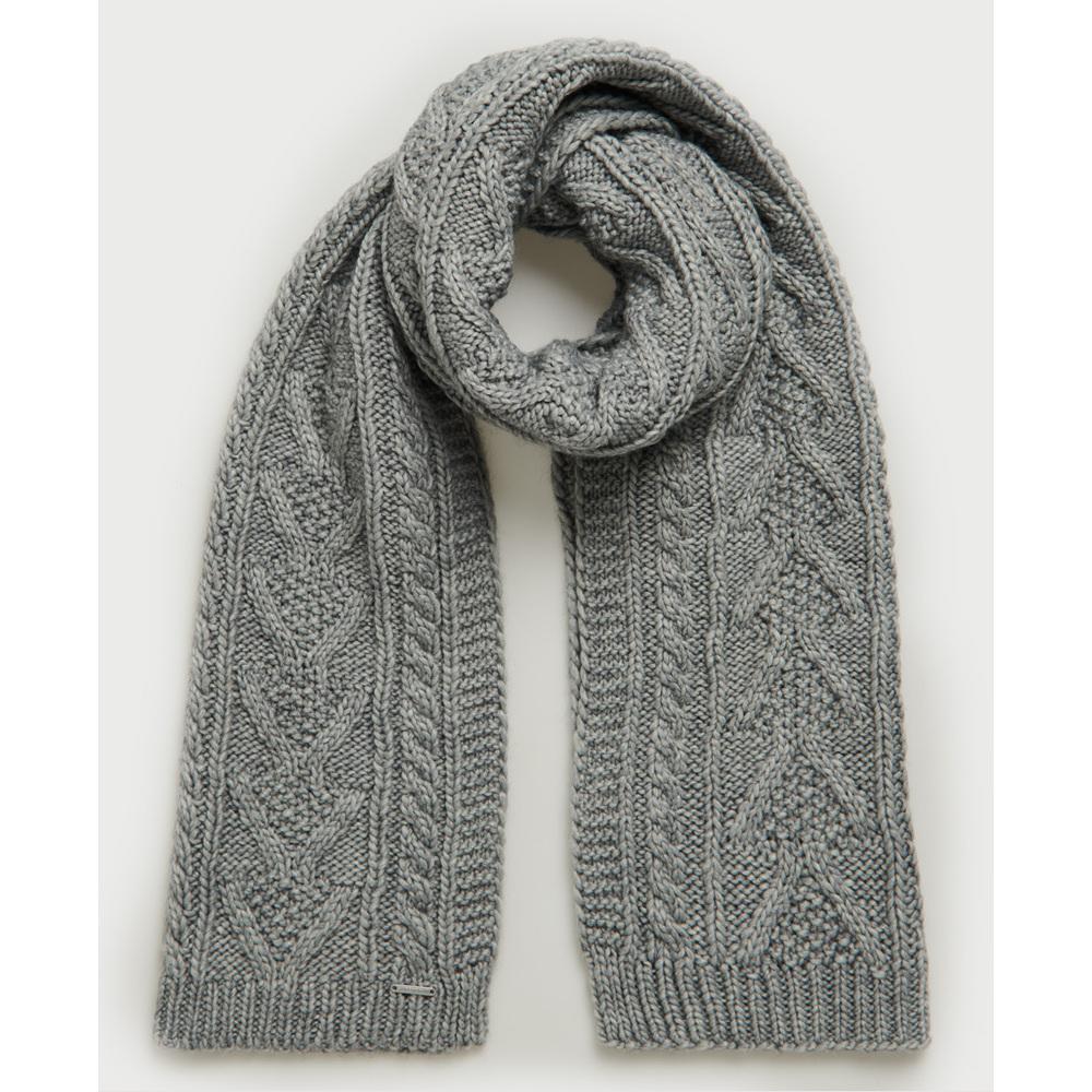 5059046697489 - Womens Lannah Schal mit Zopfmuster Grau - Größe 1Größe