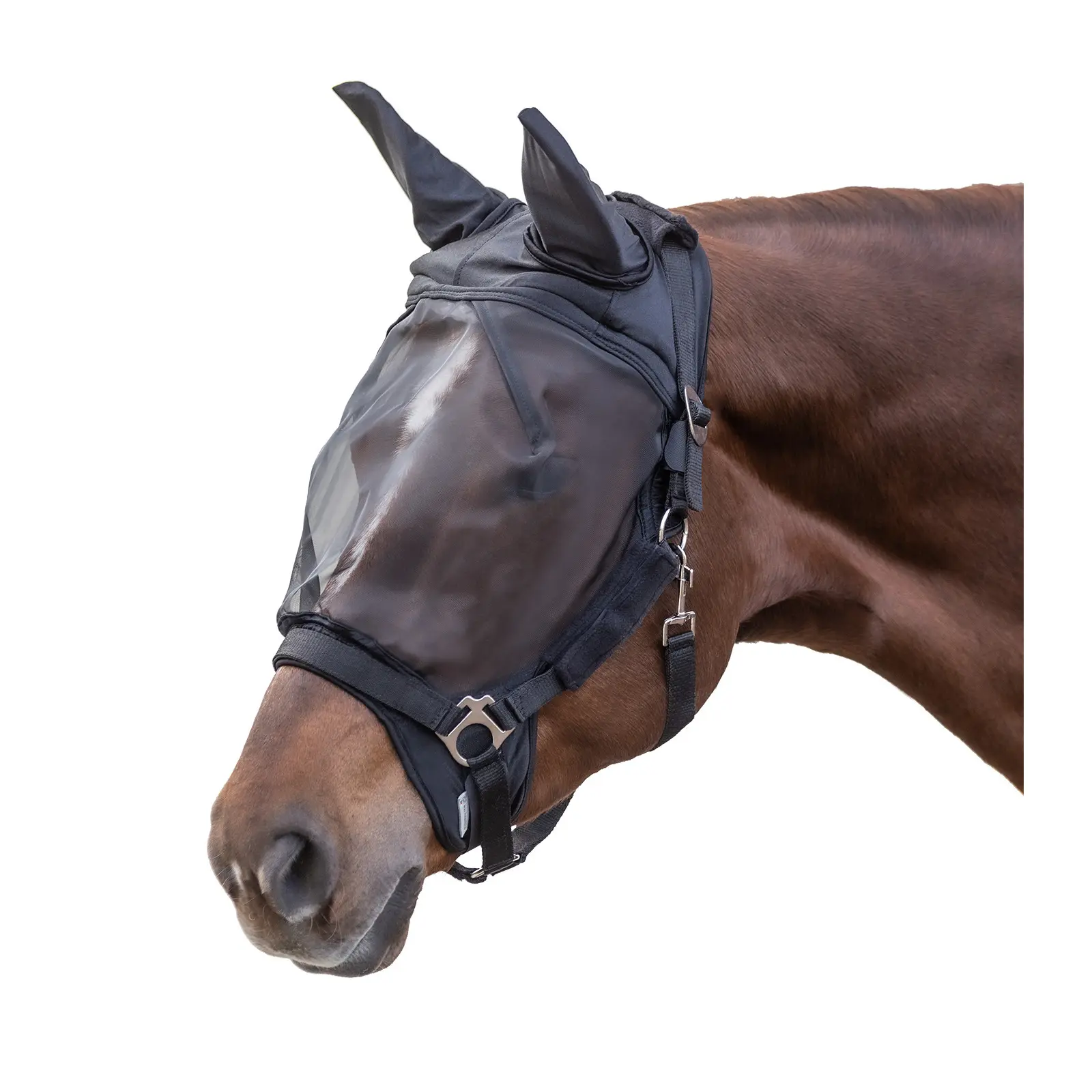 Waldhausen Noir Fly Mask With Ear Protection For Horses Premium