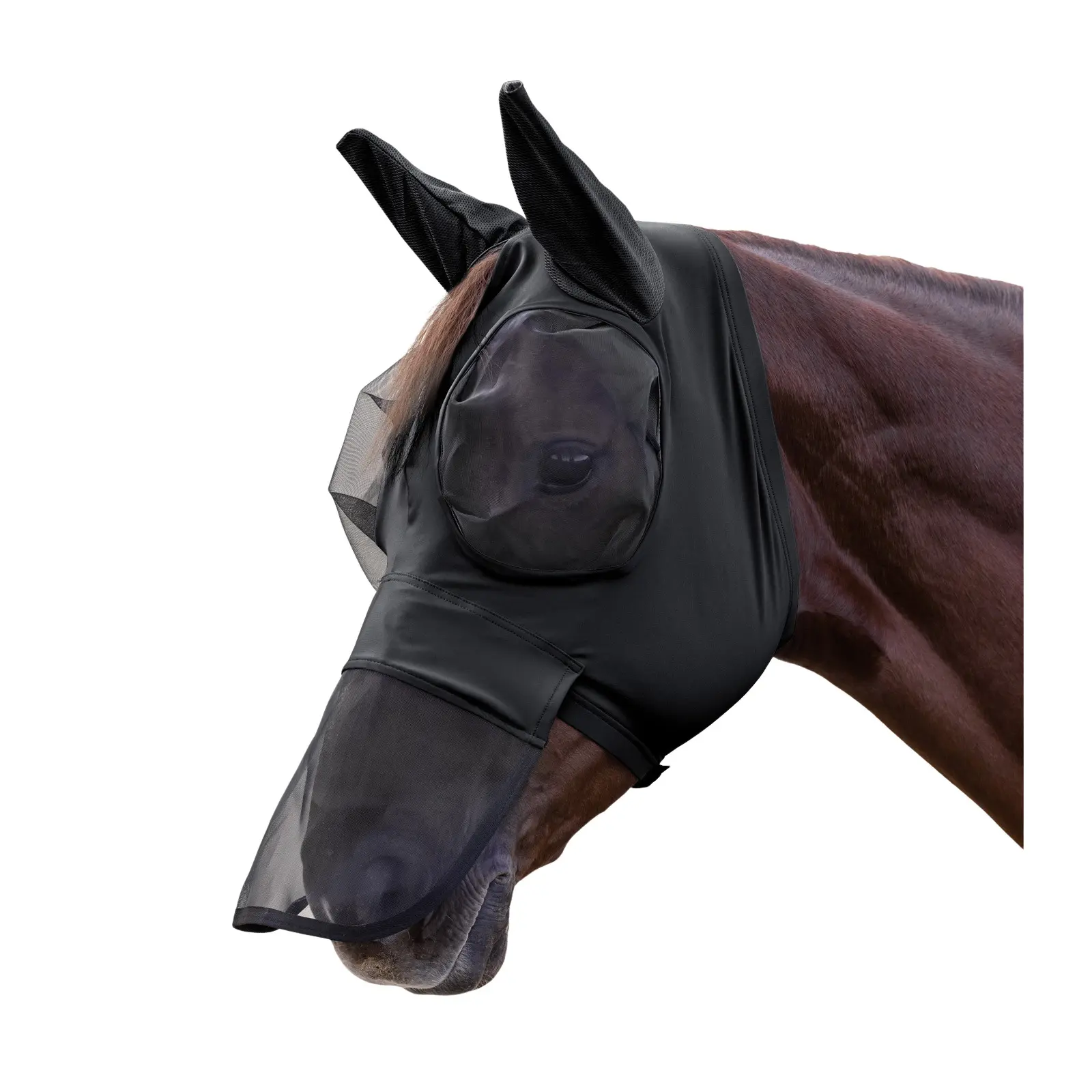 Waldhausen Noir Fly Mask For Horse With Nose Protection Puck