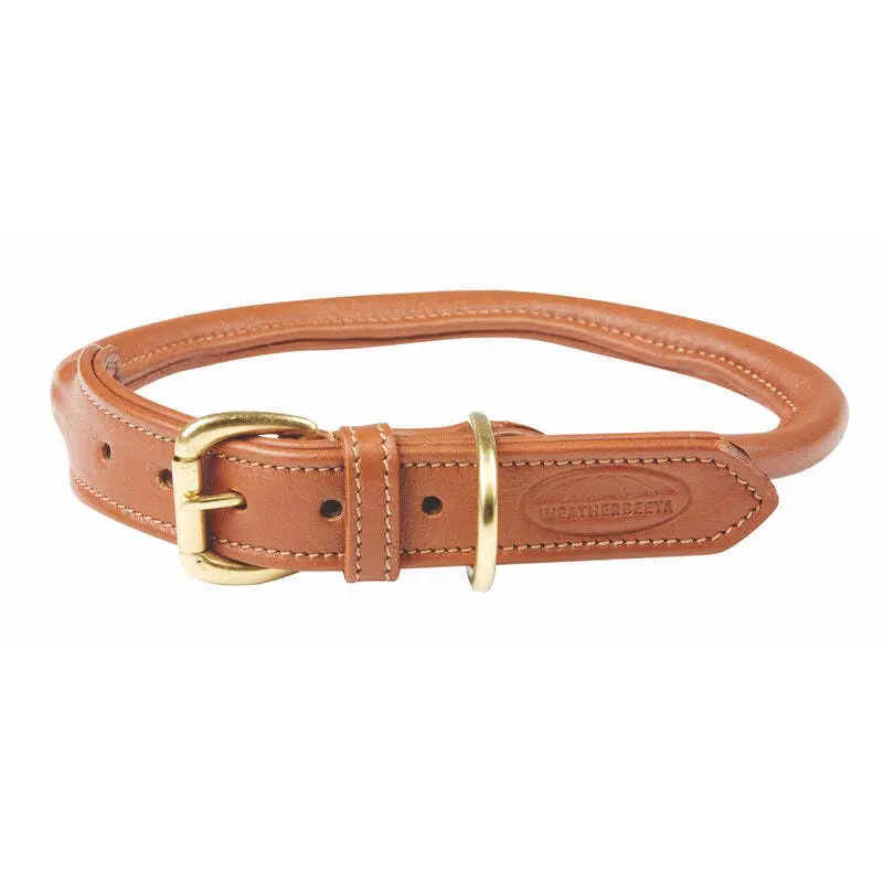 Weatherbeeta Marron Rolled Leather Dog Collar