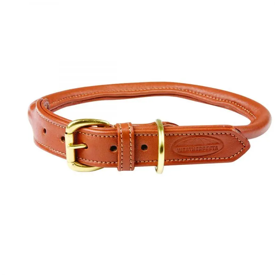 Weatherbeeta Marron Rolled Leather Dog Collar