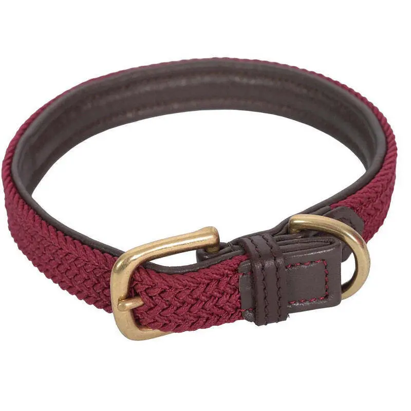 Weatherbeeta Marron Braided Leather Dog Collar