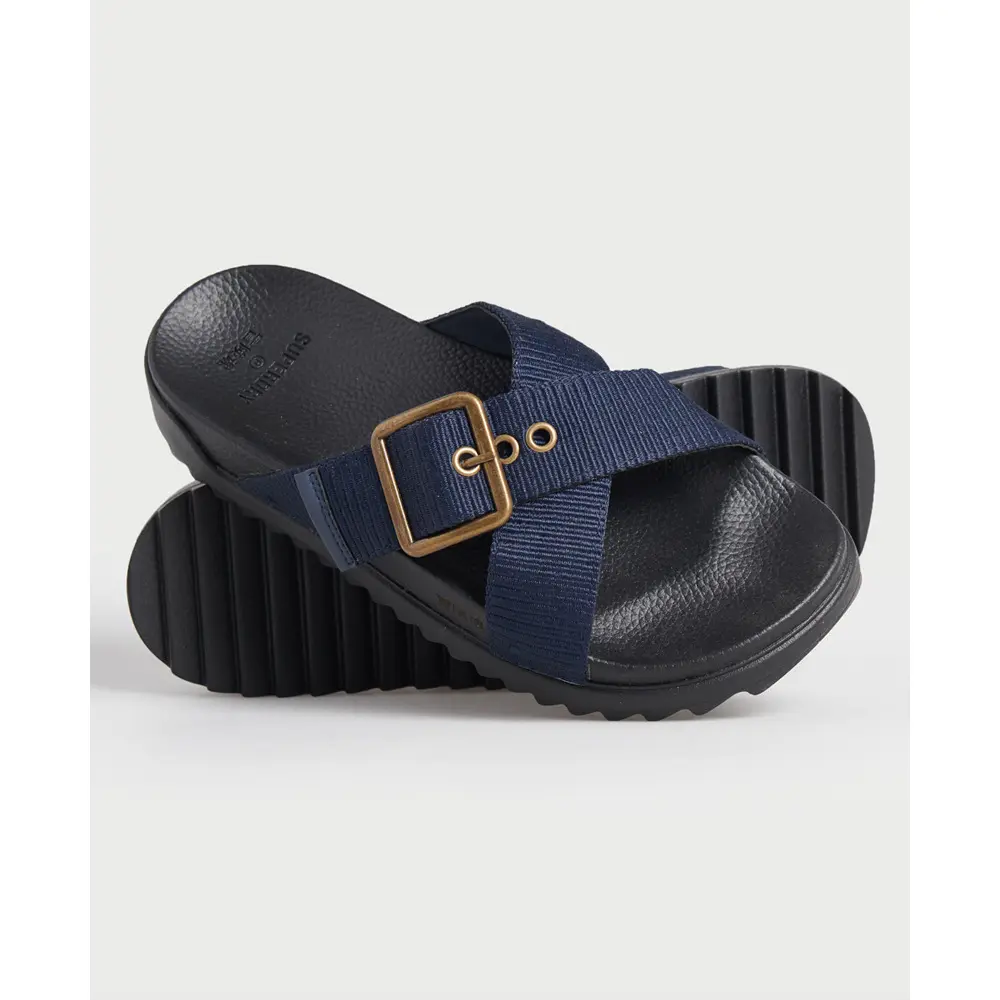 5059046815449 - Damen Badesandalen mit Quadratischer Schnalle Marineblau - Größe S