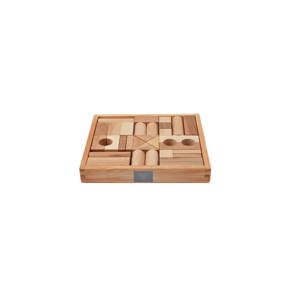 Natuurlijke bouwblokken op plateau Wooden Story (x30)