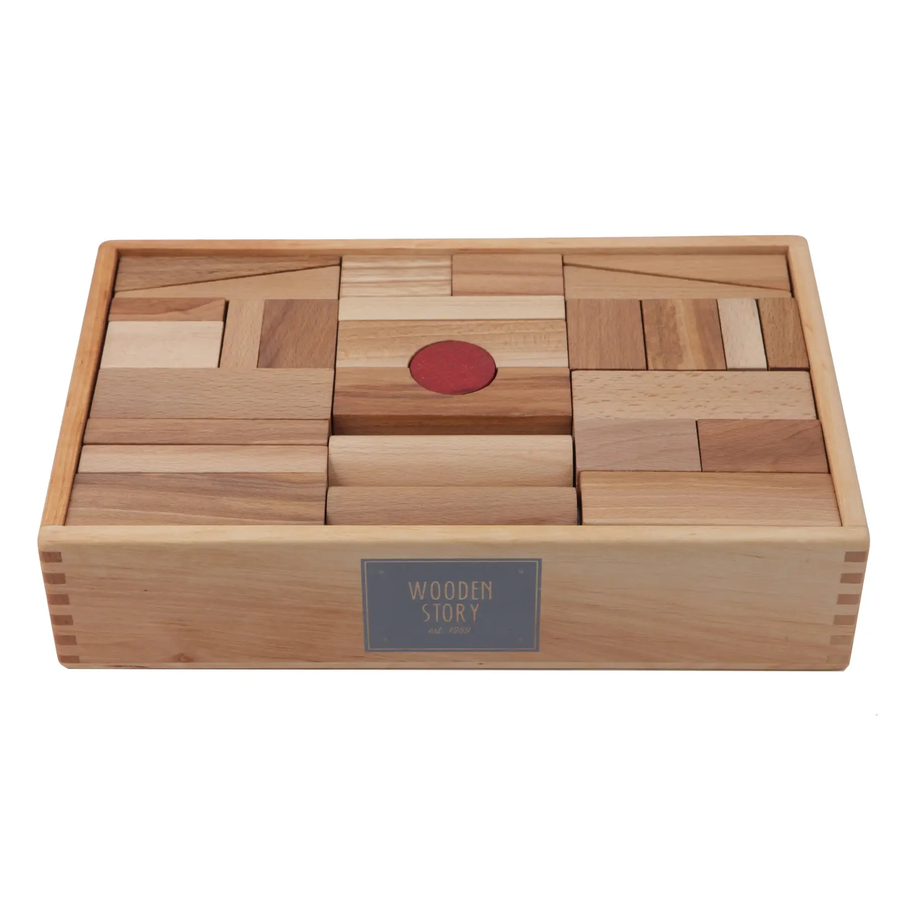 Natuurlijke bouwblokken op plateau Wooden Story (x63)