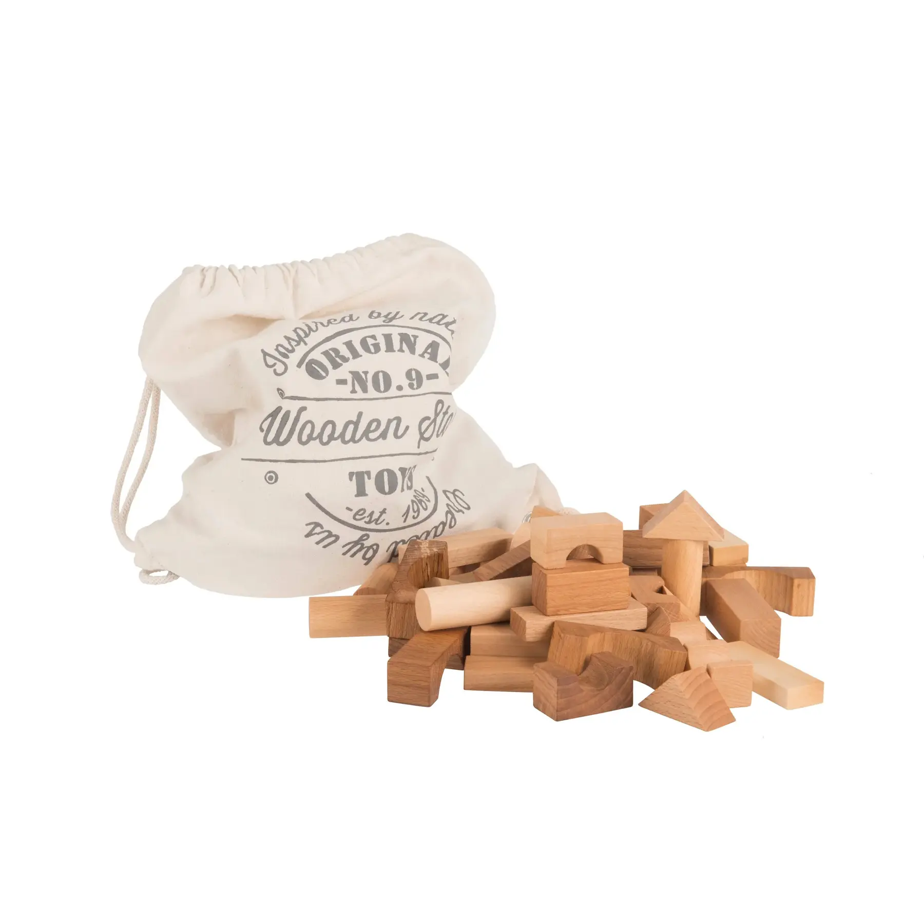 Natuurlijke bouwblokken in zak Wooden Story (x30)