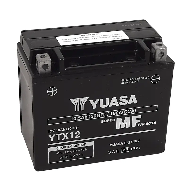 Batterie Motorrads ohne Wartung aktiviert Yuasa YTX12FA
