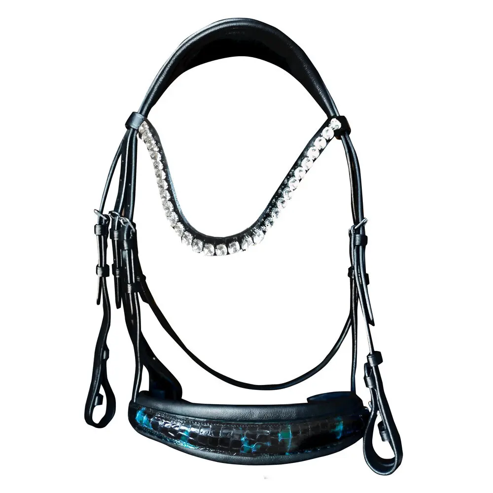 Bridon d'équitation double rêne pour cheval Zaldi SLT-FEB2024-265