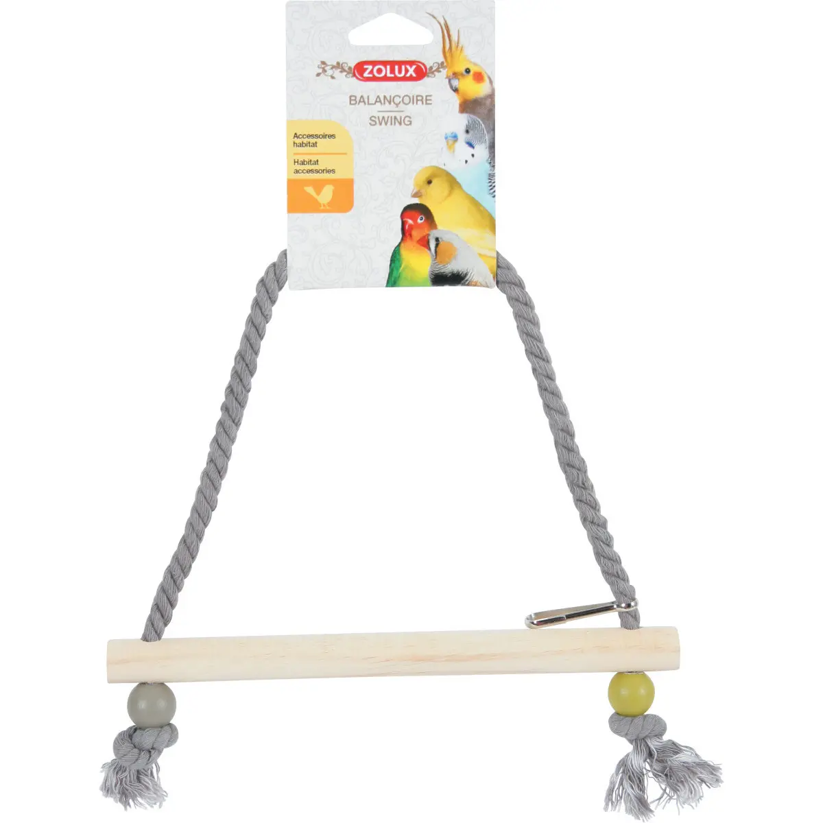 Zolux Vert Wooden Bird Swing With Rope