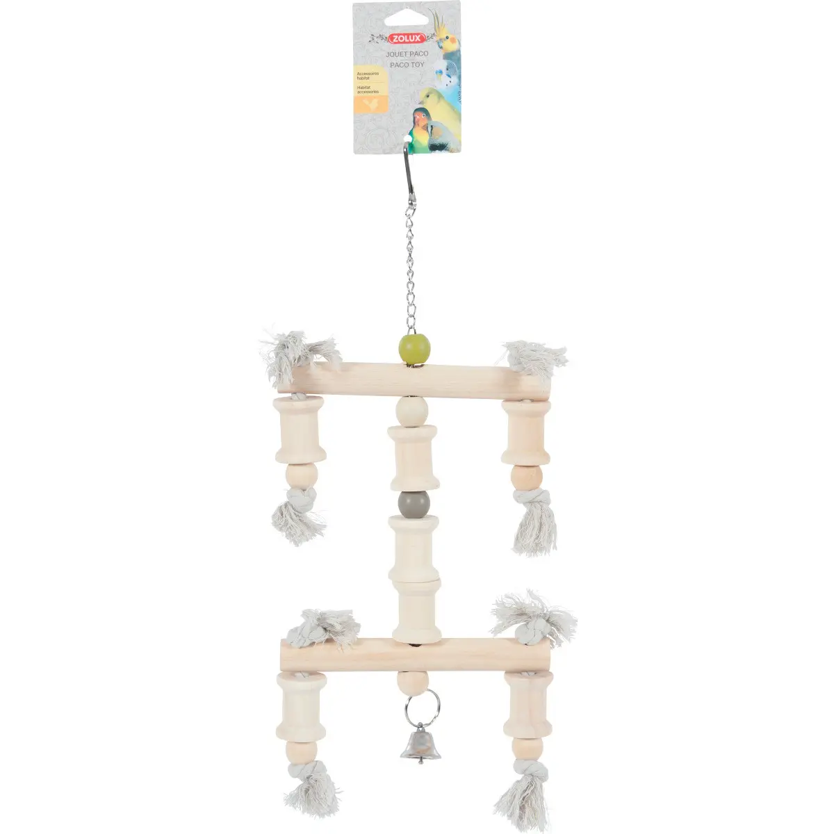 Comparer les prix de Jouet en bois pour perroquets et grandes perruches Zolux Paco (x3)