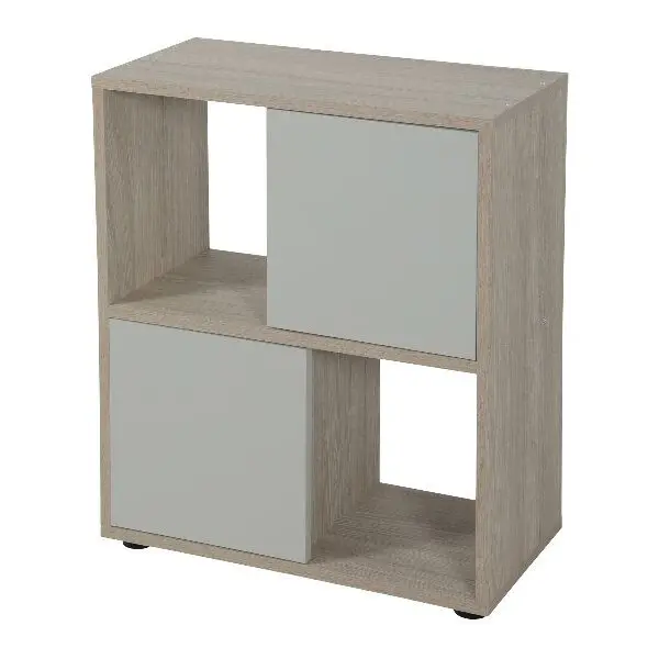Meuble pour Aquarium - Iseo et Tana 120L - Gris - 3 Niches Ouvertes - 3 Niches Fermées