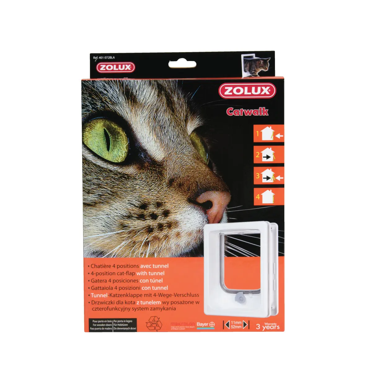 Zolux Blanc 4-Position Cat Flap With Tunnel Catwalk