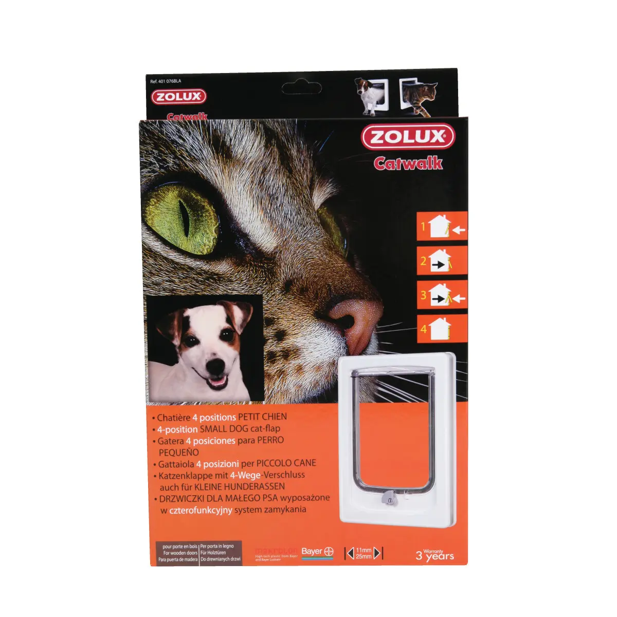 Zolux Blanc 4-Way Wooden Door Cat Flap For Small Dogs Catwalk