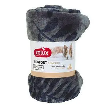 Zolux Gris Cocoon Dog Blanket With Leaf Pattern
