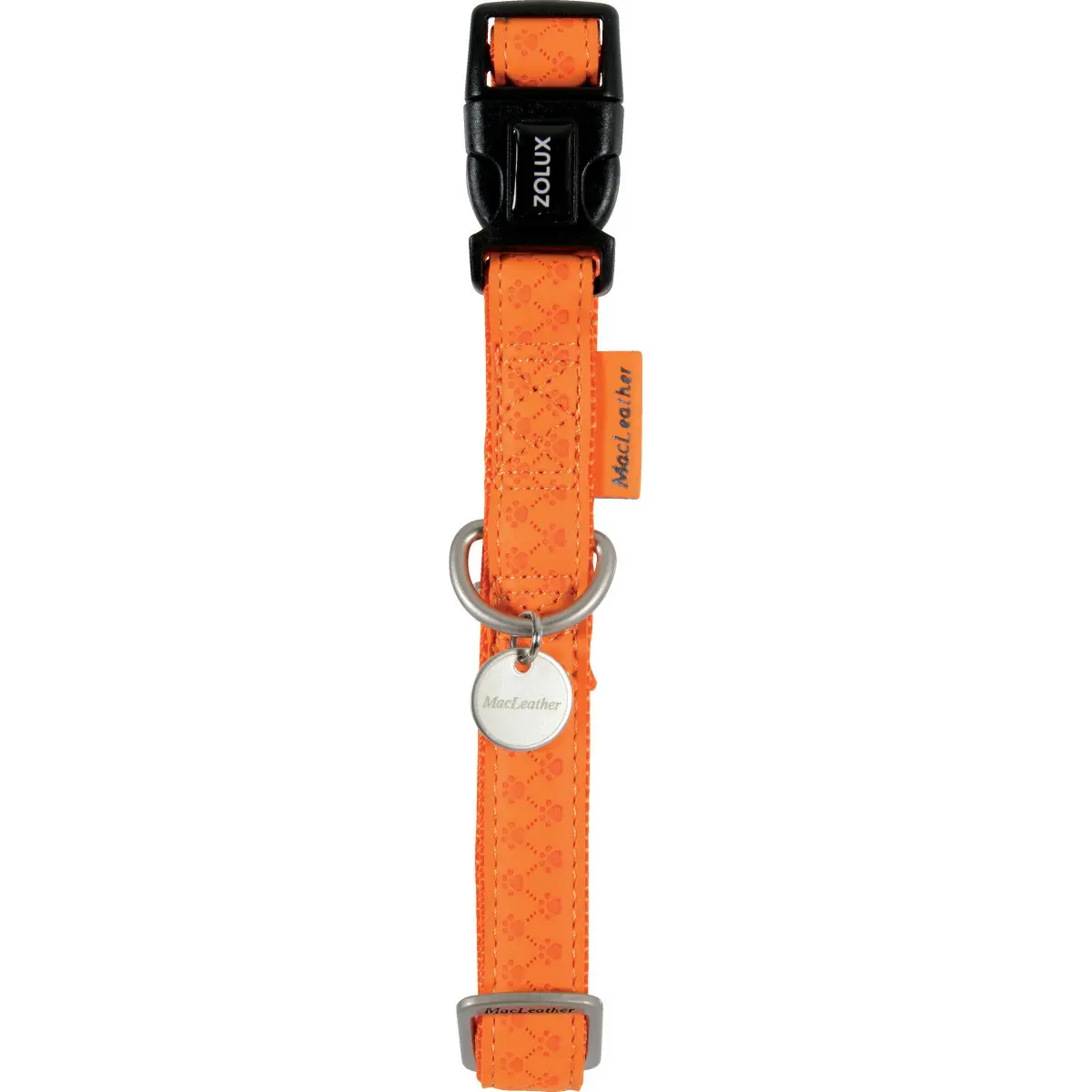 Zolux Orange Adjustable Dog Collar Mac Leather