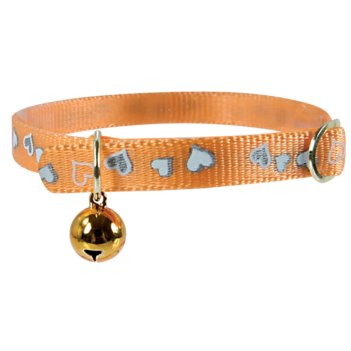 Zolux Orange Adjustable Nylon Cat Collar Cœur Réflectif