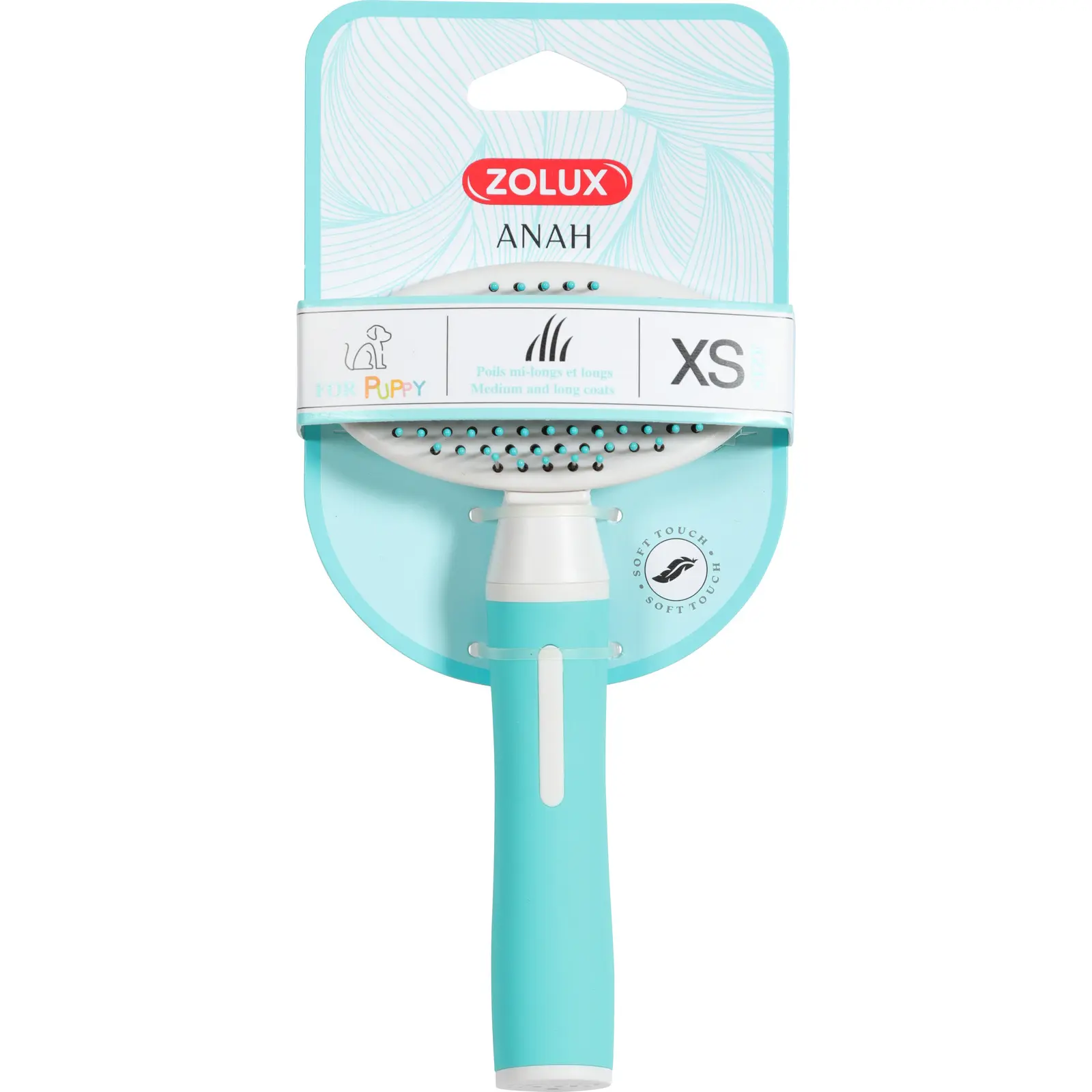 Zolux Bleu Retractable Soft Pimple Brush For Puppies Anah