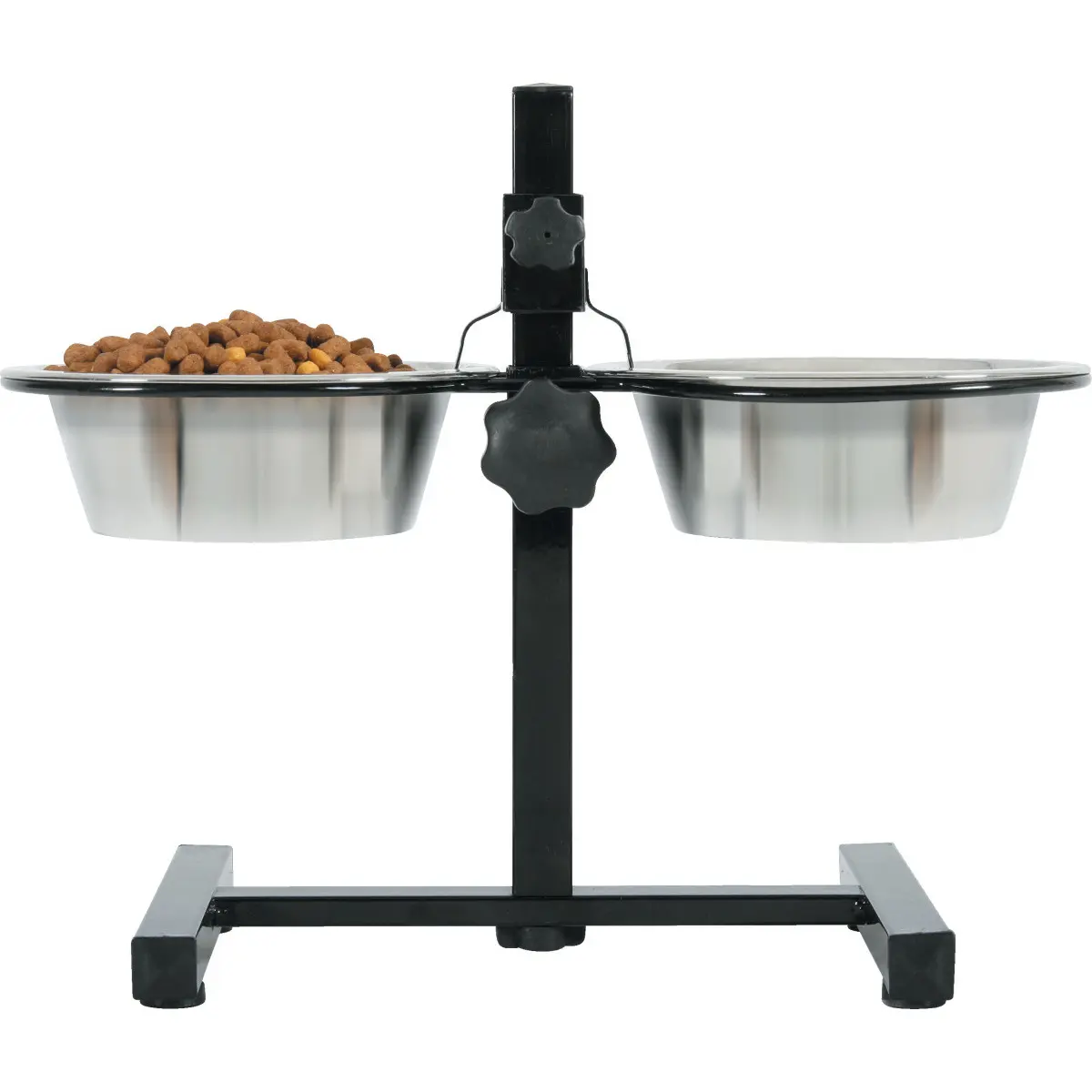 Zolux Noir Adjustable Stand With 2 Stainless Steel Bowls For Dogs