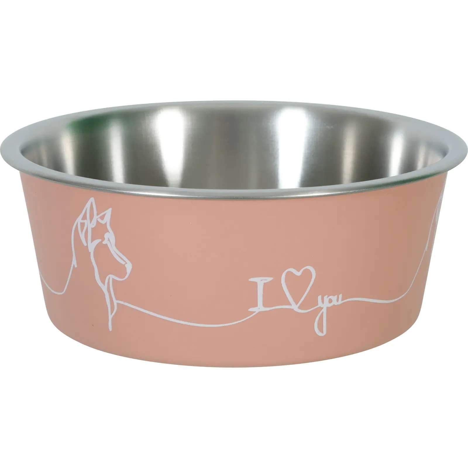 Zolux Rose Non-Slip Dog Bowl Love Dog