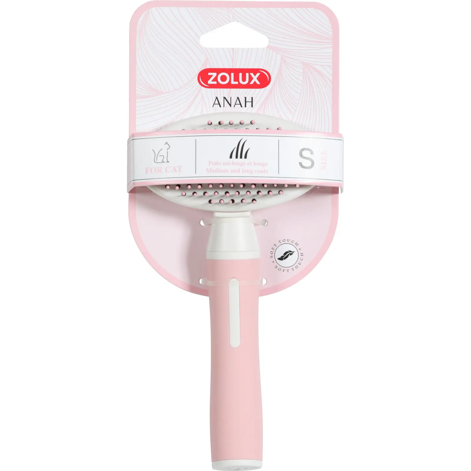 Zolux Rose Soft Retractable Slicker Brush For Cats Anah
