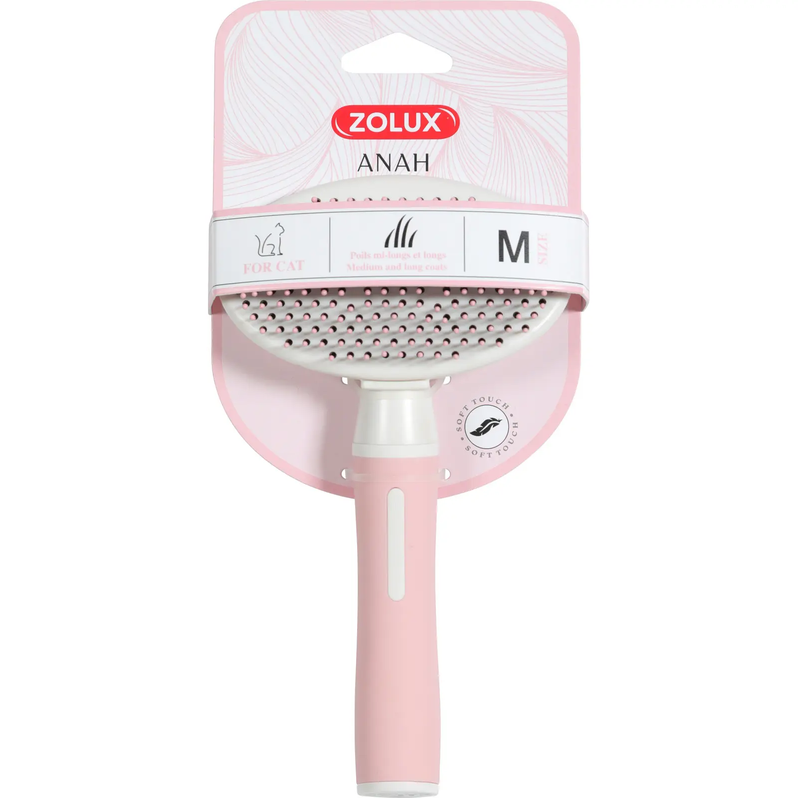 Zolux Rose Soft Retractable Slicker Brush For Cats Anah