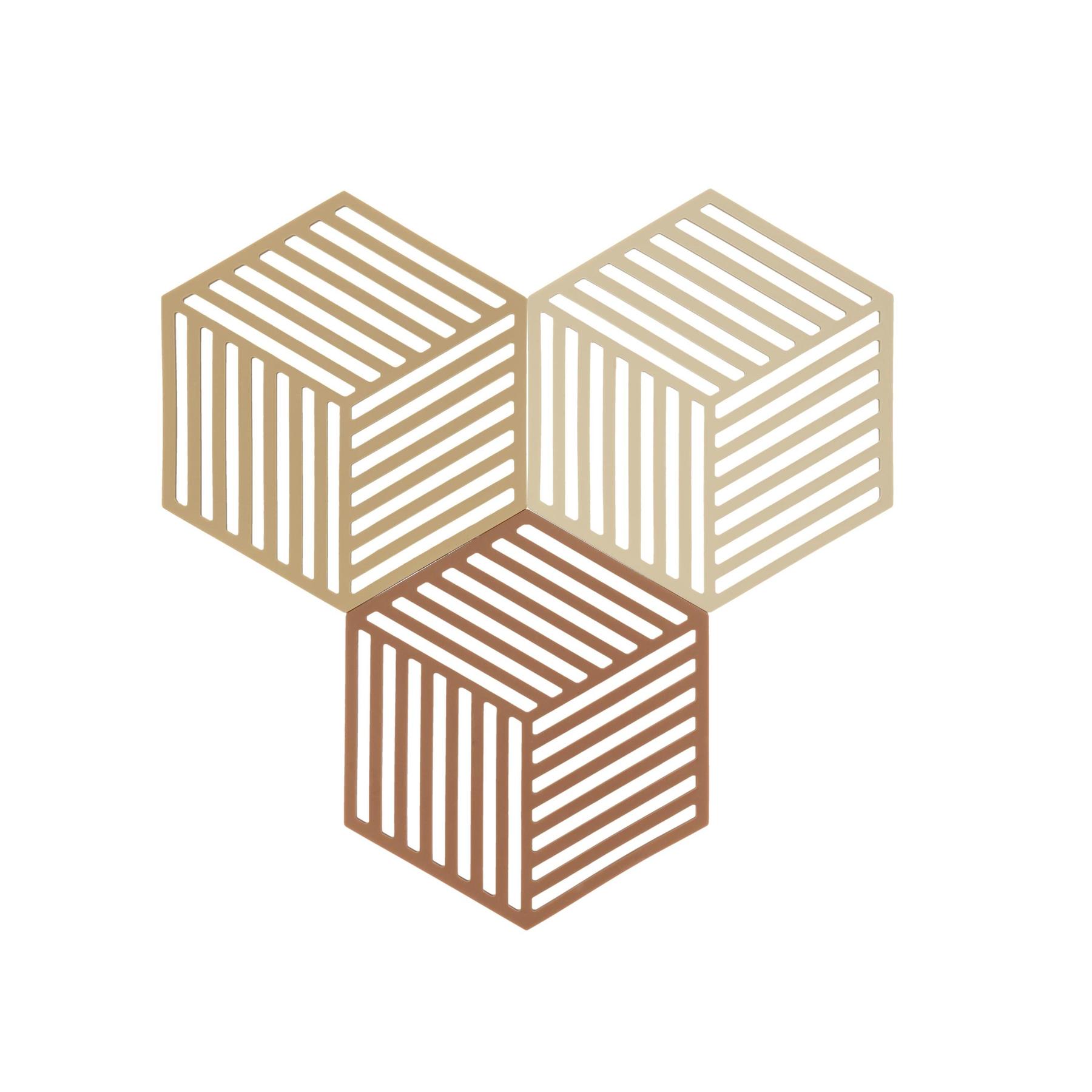 5722000327042 - Untersetzer-Set Hexagon 3 Stck Khaki Warm sand Almond