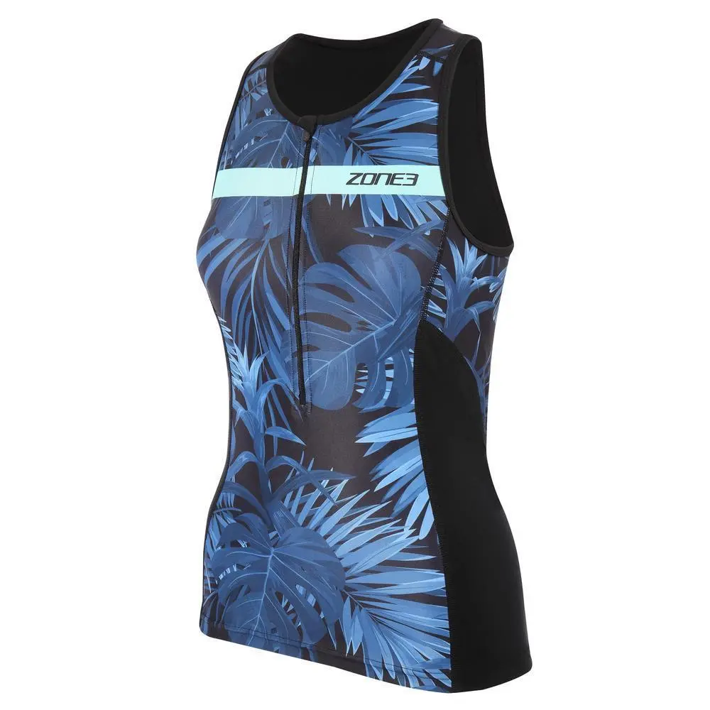 Ärmelloses Triathlon-Top, Damen Zone3 Activate+ Tropical Palm