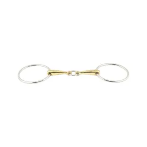 Double Broken Snaffle Bit with Central Ring for Horse Jump'In image-0