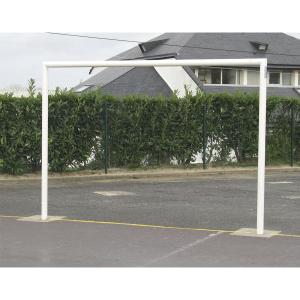 Galvanised steel handball/football goal posts for ground fixing Sporti